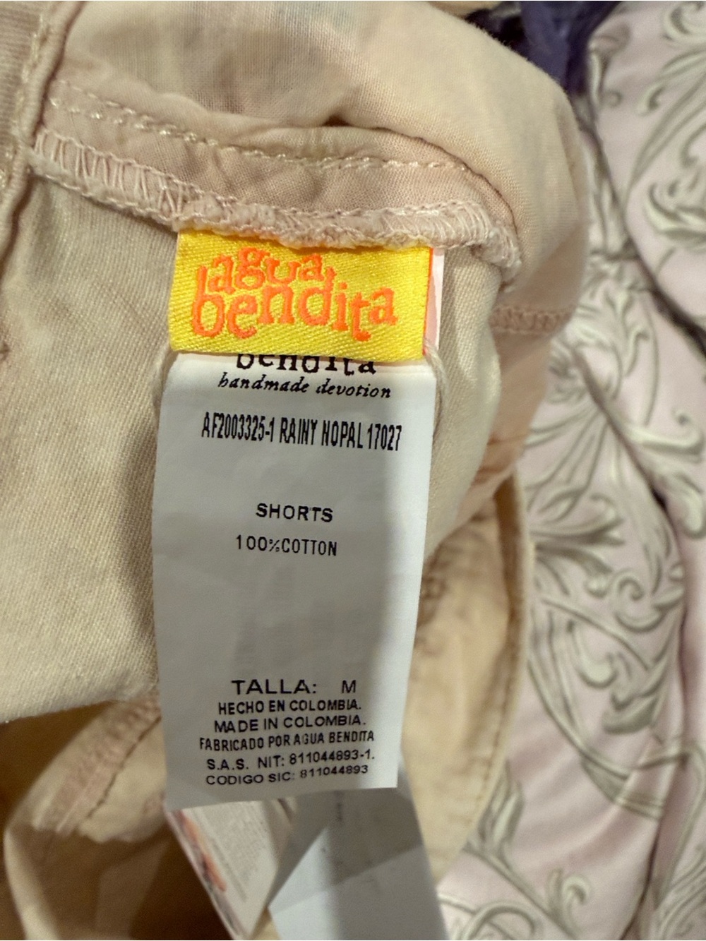 Agua Bendita Cream Bermuda Shorts with Pink & Green Floral Embroidery - Picture 11 of 16